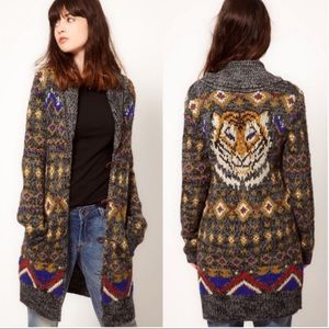 Free People Mascot Tiger Wool Blend Sweater Cardigan